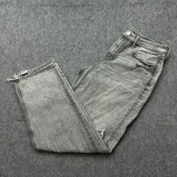 American Eagle Outfitters Denim - American Eagle '90s Straight Leg Jeans Women's Size 12 Gray Distressed Denim